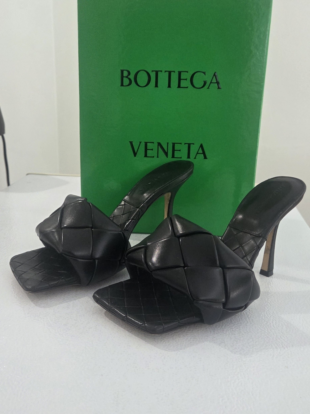 Bottega Veneta Black Intrecciato Leather Slide Heels - No Scrapes Or Scratches